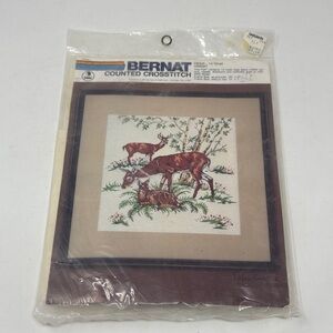 BERNAT COUNTED CROSSTITCH DEER NATURE CRAFT KIT VINTAGE HELEN BURGESS EMBROIDERY